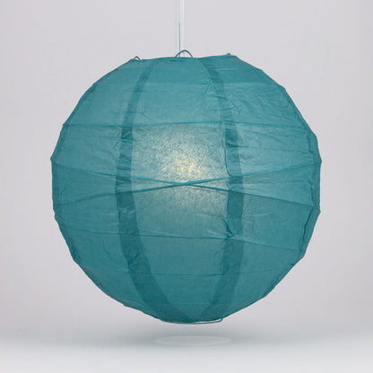 24" Tahiti Teal Round Paper Lantern, Crisscross Ribbing, Chinese Hanging Wedding & Party Decoration - PaperLanternStore.com - Paper Lanterns, Decor, Party Lights & More