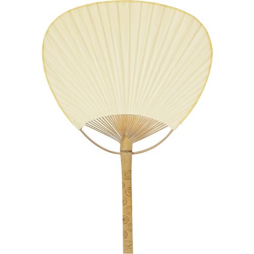 9" Beige / Ivory Paddle Paper Hand Fans for Weddings (10 Pack) - PaperLanternStore.com - Paper Lanterns, Decor, Party Lights & More