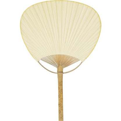 9" Beige / Ivory Paddle Paper Hand Fans for Weddings (10 Pack) - PaperLanternStore.com - Paper Lanterns, Decor, Party Lights & More