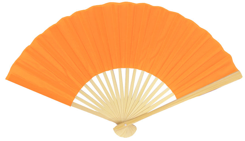 9" Orange Silk Hand Fans for Weddings (10 Pack) - PaperLanternStore.com - Paper Lanterns, Decor, Party Lights & More