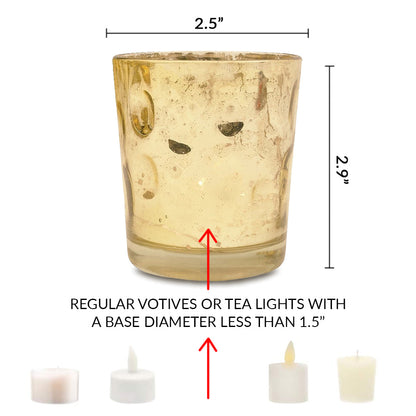 24 Pack | Vintage Mercury Glass Candle Holders (3-Inch, Tess Design, Gold) - for use with Tea Lights - for Home Décor, Parties and Wedding Decorations - PaperLanternStore.com - Paper Lanterns, Decor, Party Lights & More