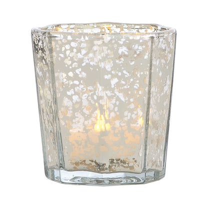 24 Pack | Vintage Mercury Glass Candle Holder (2.75-Inch, Patricia Design, Silver) - PaperLanternStore.com - Paper Lanterns, Decor, Party Lights & More