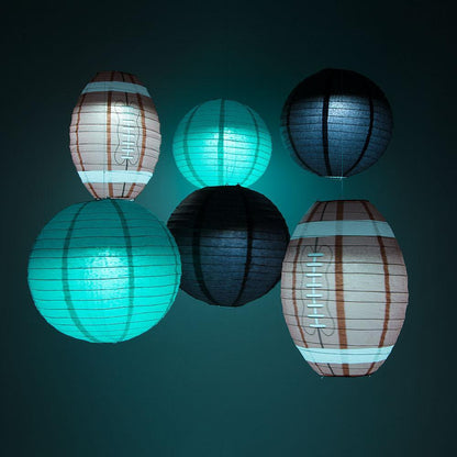 Jacksonville Pro Football Paper Lanterns 6pc Combo Tailgating Party Pack (Black/Teal)  - by PaperLanternStore.com - Paper Lanterns, Decor, Party Lights & More