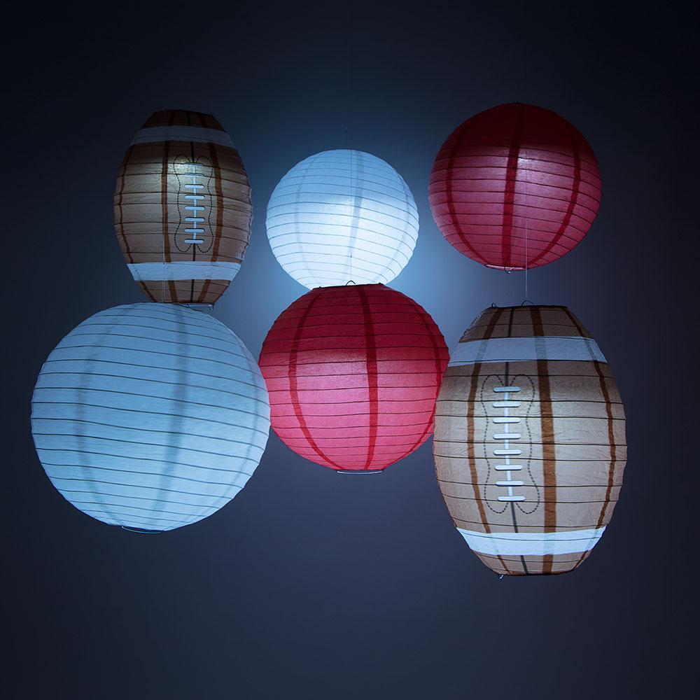 Kansas City Pro Football Paper Lanterns 6pc Combo Tailgating Party Pack (Red / White)  - by PaperLanternStore.com - Paper Lanterns, Decor, Party Lights & More