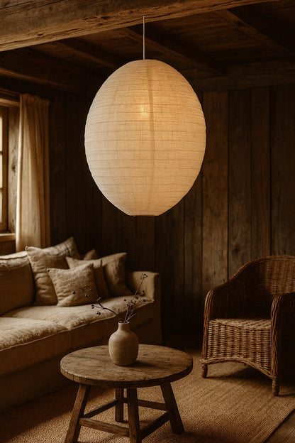 Kawaii Shaped Linen Fabric Lantern Lampshade, Handcrafted, Durable, White Beige (16"W x 20"H)