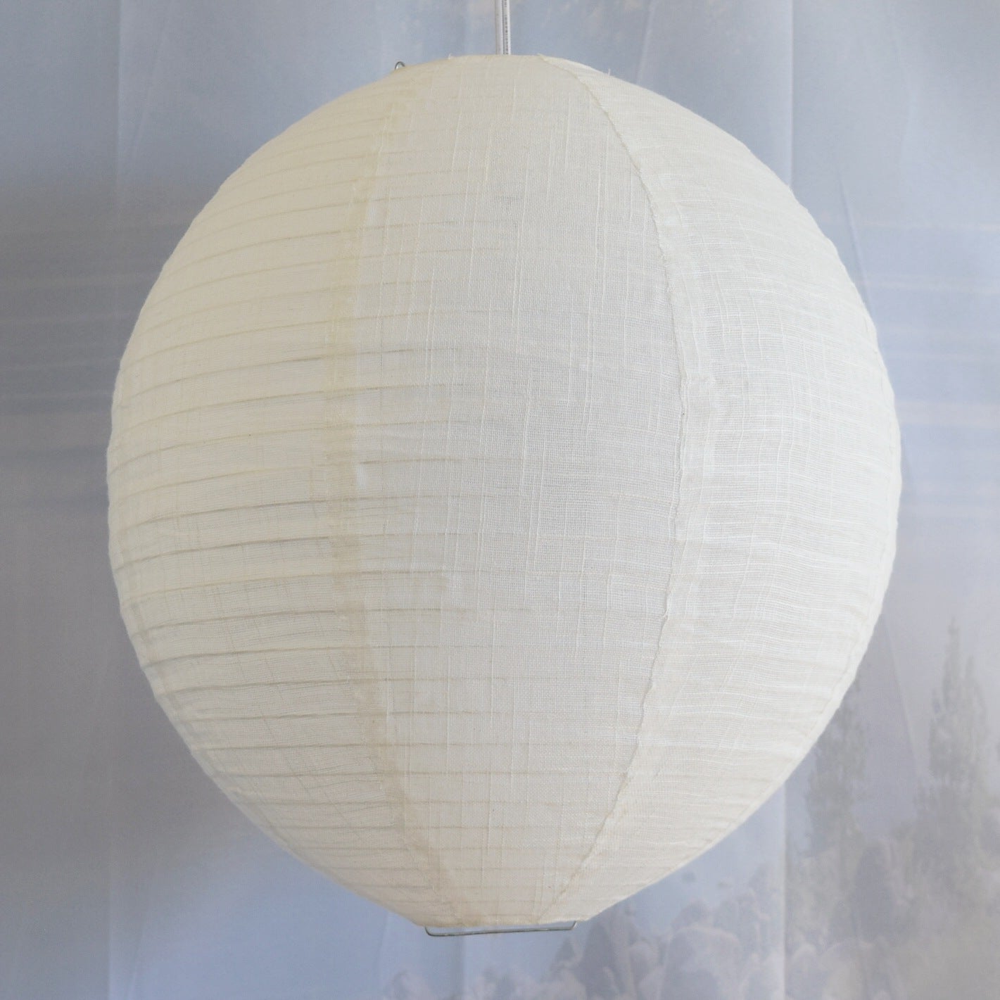 Kawaii Shaped Linen Fabric Lantern Lampshade, Handcrafted, Durable, White Beige (16"W x 20"H)