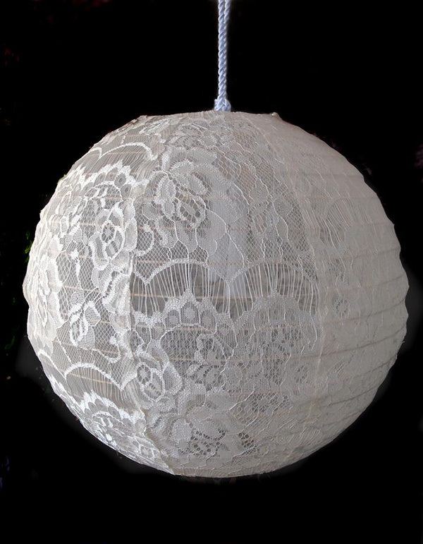 9" Beige / Ivory Lace Fabric Bamboo Hand Fan for Weddings - PaperLanternStore.com - Paper Lanterns, Decor, Party Lights & More