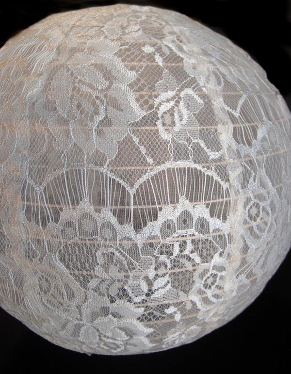 9" Beige / Ivory Lace Fabric Bamboo Hand Fan for Weddings - PaperLanternStore.com - Paper Lanterns, Decor, Party Lights & More