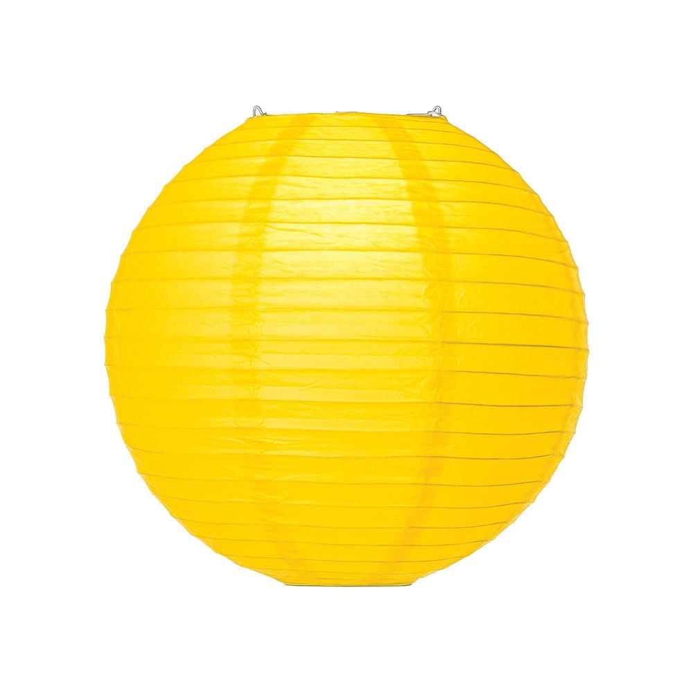 Buttercup Yellow 20 Inch Round Parallel Ribbed Premium Paper Lantern - PaperLanternStore.com - Paper Lanterns, Decor, Party Lights & More