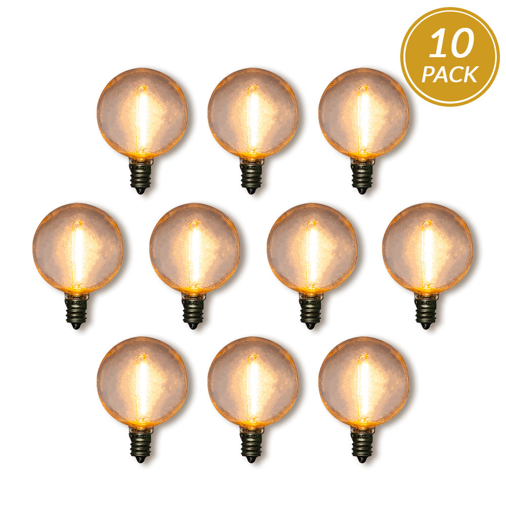 10-Pack LED Filament G50 Globe Shatterproof Light Bulb, Dimmable, 1W,  E12 Candelabra Base - PaperLanternStore.com - Paper Lanterns, Decor, Party Lights & More