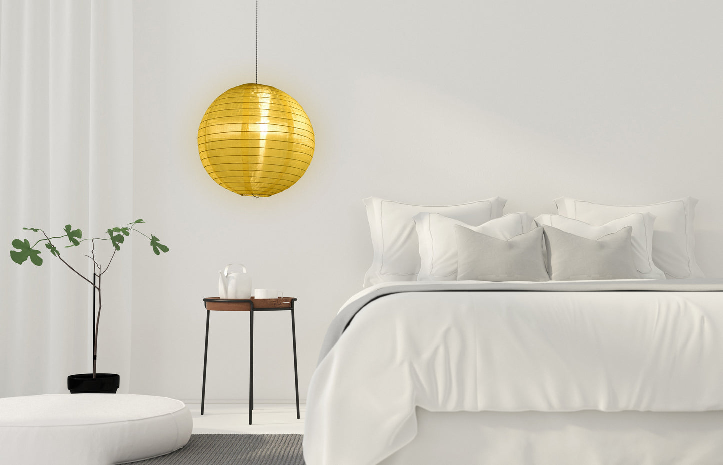 36" Yellow Jumbo Shimmering Nylon Lantern, Even Ribbing, Durable, Dry Outdoor Hanging Decoration