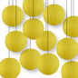 BULK PACK (12) 24" Yellow Shimmering Nylon Lantern, Even Ribbing, Durable, Hanging