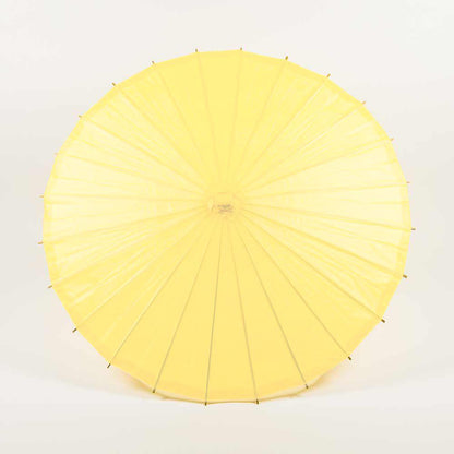 32" Lemon Yellow Chiffon Paper Parasol Umbrella with Elegant Handle