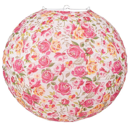 14" Liberty Print Fuchsia Rose Floral Pattern 6pc Paper Lantern Party Pack - PaperLanternStore.com - Paper Lanterns, Decor, Party Lights & More