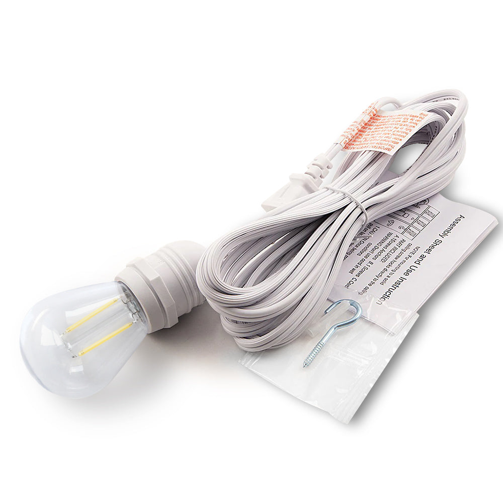 CORD + SHATTERPROOF BULB | White Pendant Light Lamp Cord Combo Kit, Switch, S14 Warm White Bulb