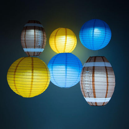 Los Angeles C Pro Football Paper Lanterns 6pc Combo Tailgating Party Pack (Turquoise / Yellow)  - by PaperLanternStore.com - Paper Lanterns, Decor, Party Lights & More