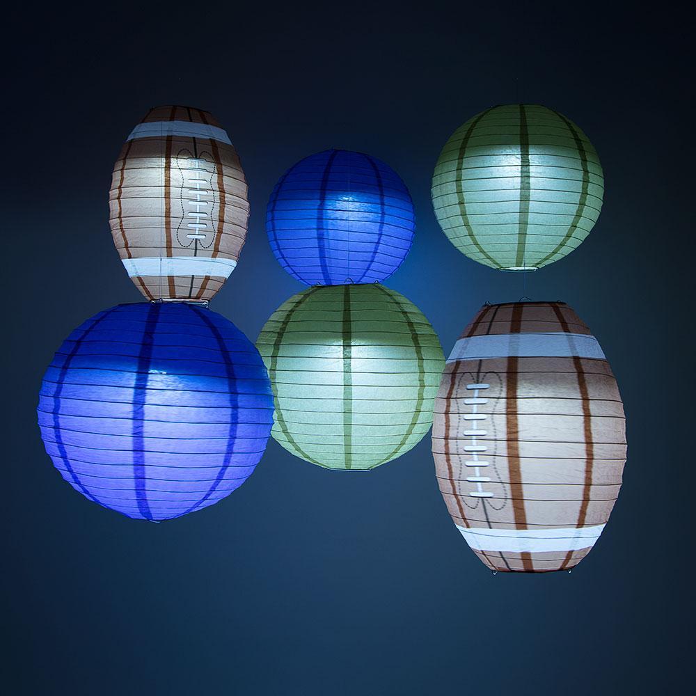 Los Angeles R Pro Football Paper Lanterns 6pc Combo Tailgating Party Pack (Navy/Gold) - by PaperLanternStore.com - Paper Lanterns, Decor, Party Lights & More