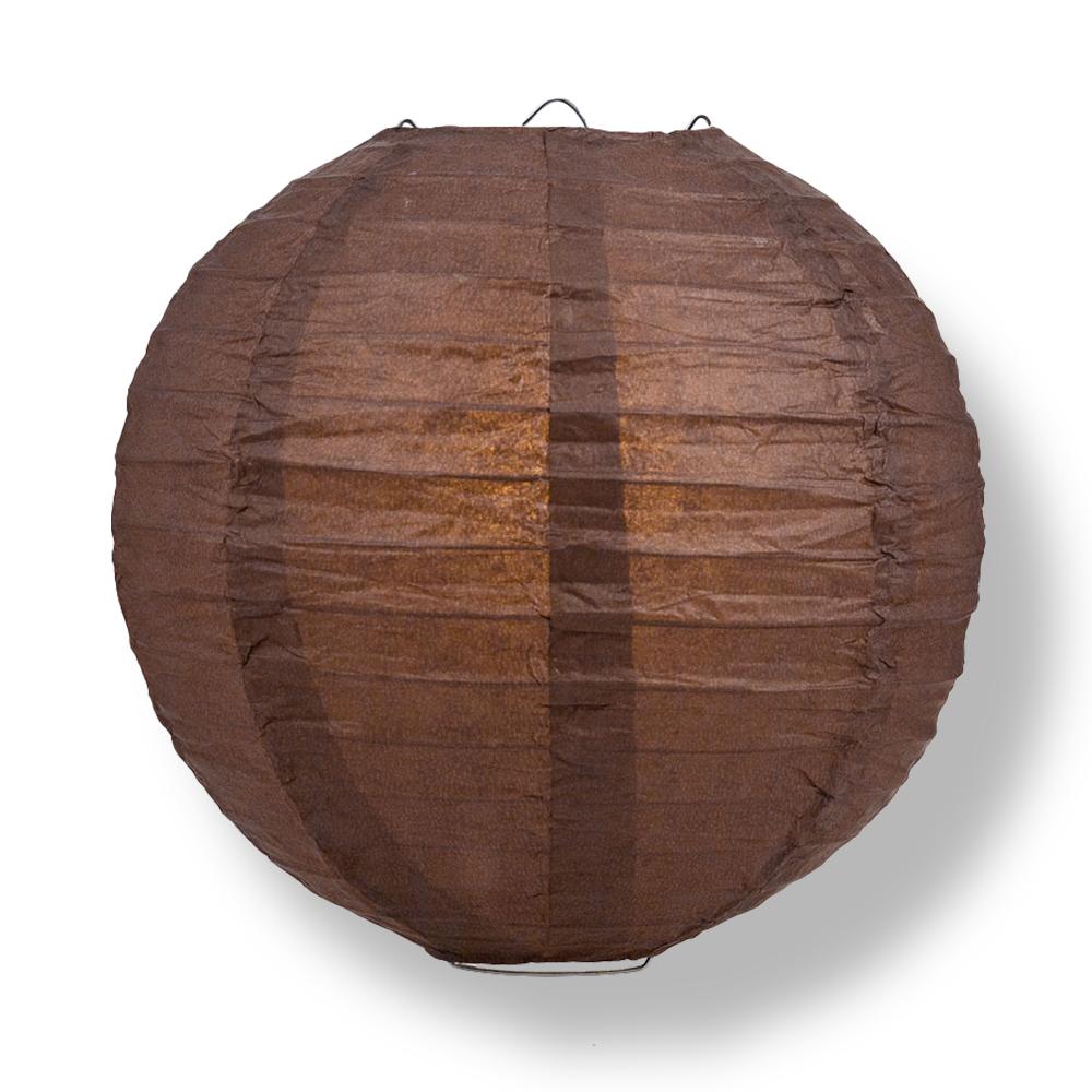 24" Brown Round Paper Lantern, Even Ribbing, Chinese Hanging Wedding & Party Decoration - PaperLanternStore.com - Paper Lanterns, Decor, Party Lights & More