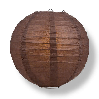 24" Brown Round Paper Lantern, Even Ribbing, Chinese Hanging Wedding & Party Decoration - PaperLanternStore.com - Paper Lanterns, Decor, Party Lights & More