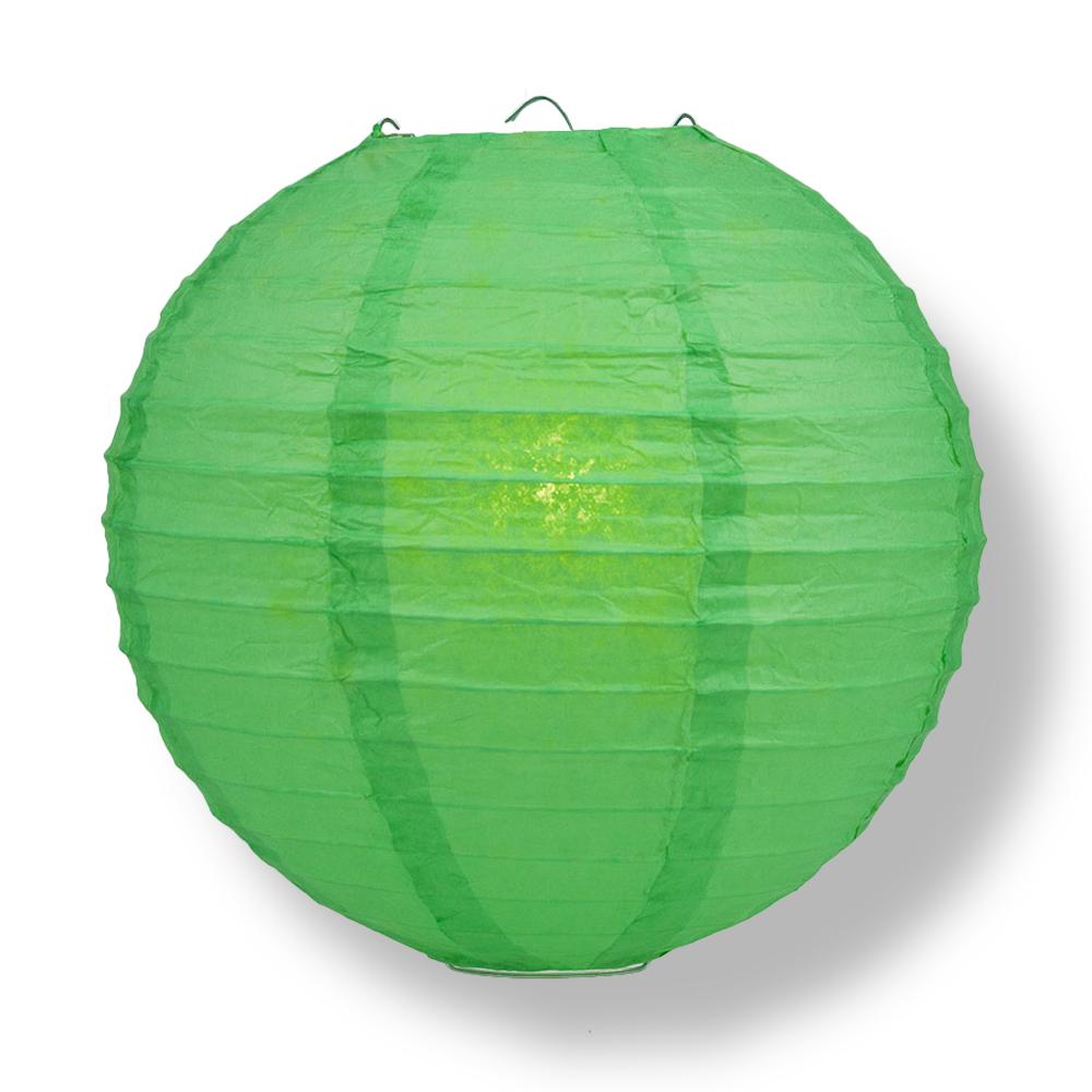 Dark Green Round Paper Lantern, Crisscross Ribbing, Chinese Hanging Wedding & Party Decoration