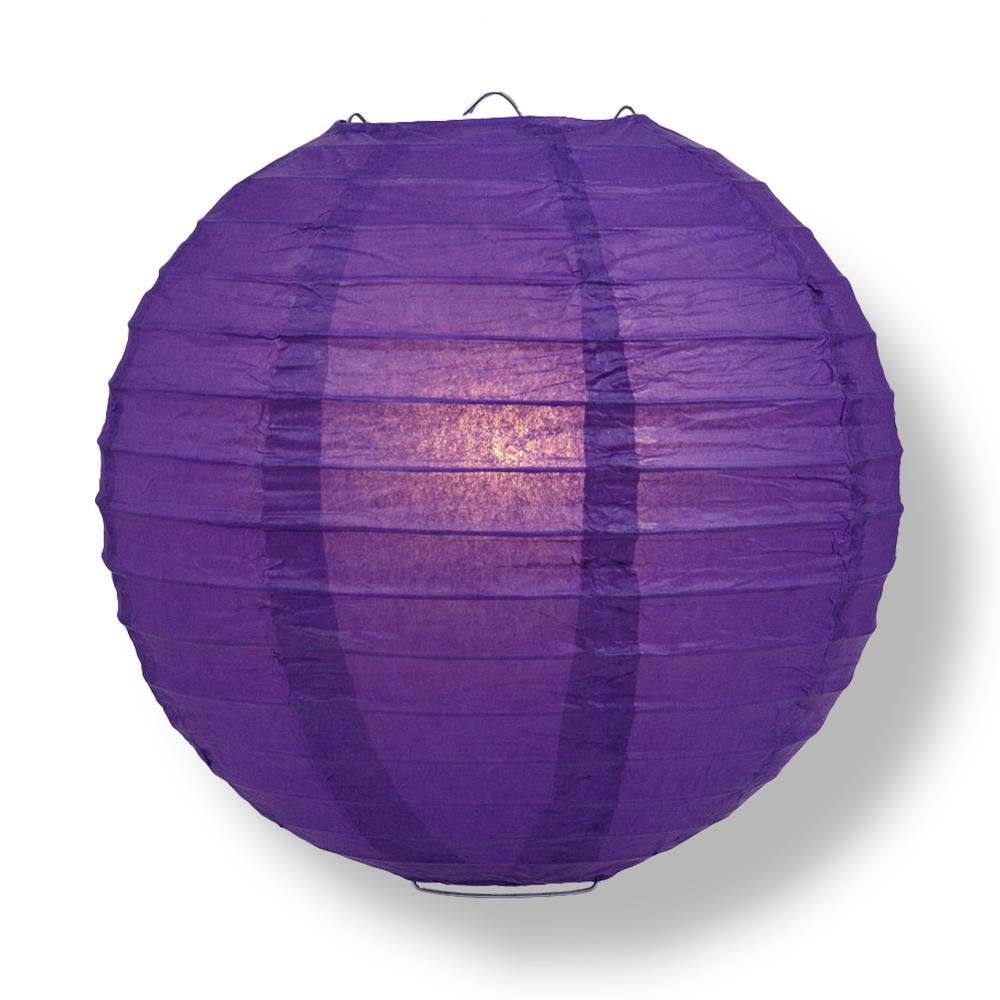 36" Royal Purple Jumbo Round Paper Lantern, Even Ribbing, Chinese Hanging Wedding & Party Decoration - PaperLanternStore.com - Paper Lanterns, Decor, Party Lights & More