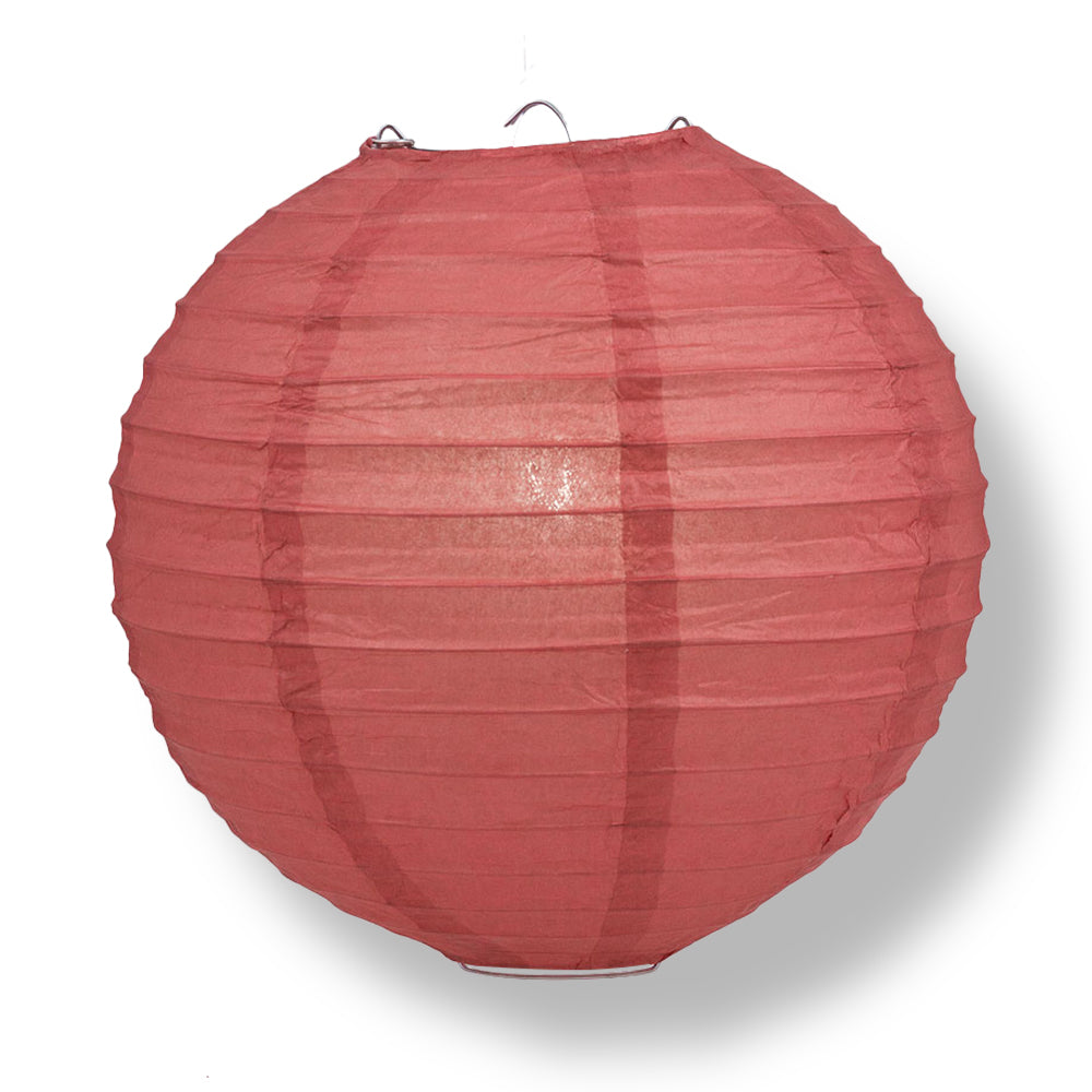 BULK PACK (12) 42" Marsala / Burgundy Wine Round Paper Lantern, Even Ribbing, Chinese Hanging Wedding & Party Decoration