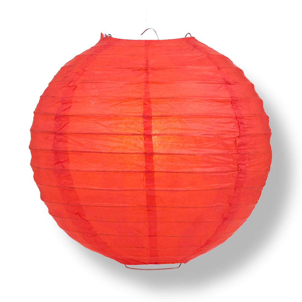 BULK PACK (12) 42" Red Jumbo Round Paper Lantern, Even Ribbing, Chinese Hanging Wedding & Party Decoration