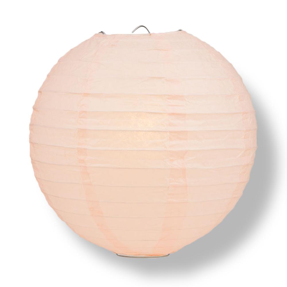 30" Rose Quartz Pink Jumbo Round Paper Lantern, Even Ribbing, Chinese Hanging Wedding & Party Decoration