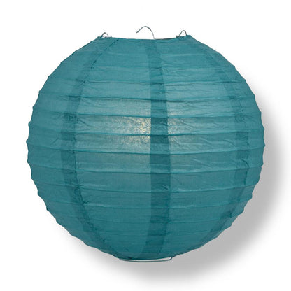 Tahiti Teal Round Paper Lantern, Even Ribbing, Chinese Hanging Wedding & Party Decoration