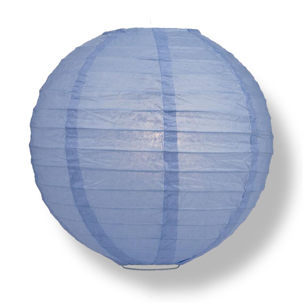 12 Inch Serenity Blue Parallel Ribbing Round Paper Lantern - Luna Bazaar | Boho & Vintage Style Decor