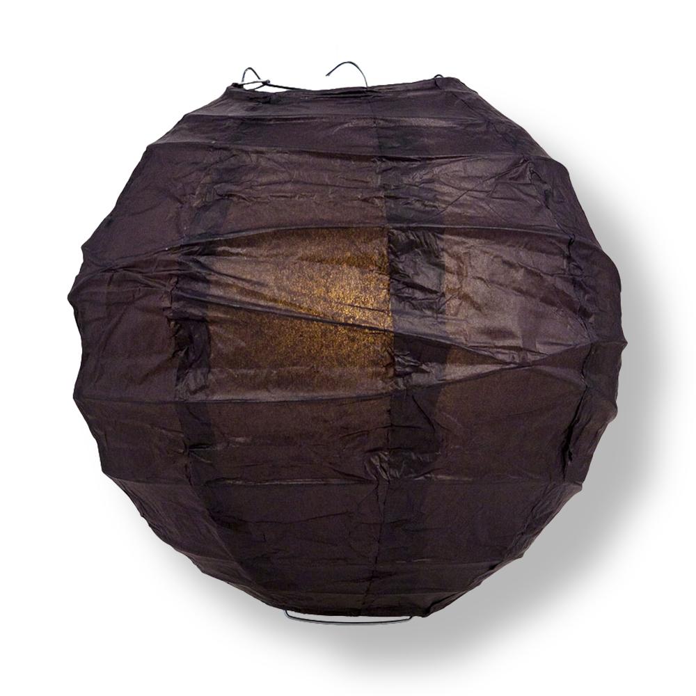 24" Black Round Paper Lantern, Crisscross Ribbing, Chinese Hanging Wedding & Party Decoration - PaperLanternStore.com - Paper Lanterns, Decor, Party Lights & More