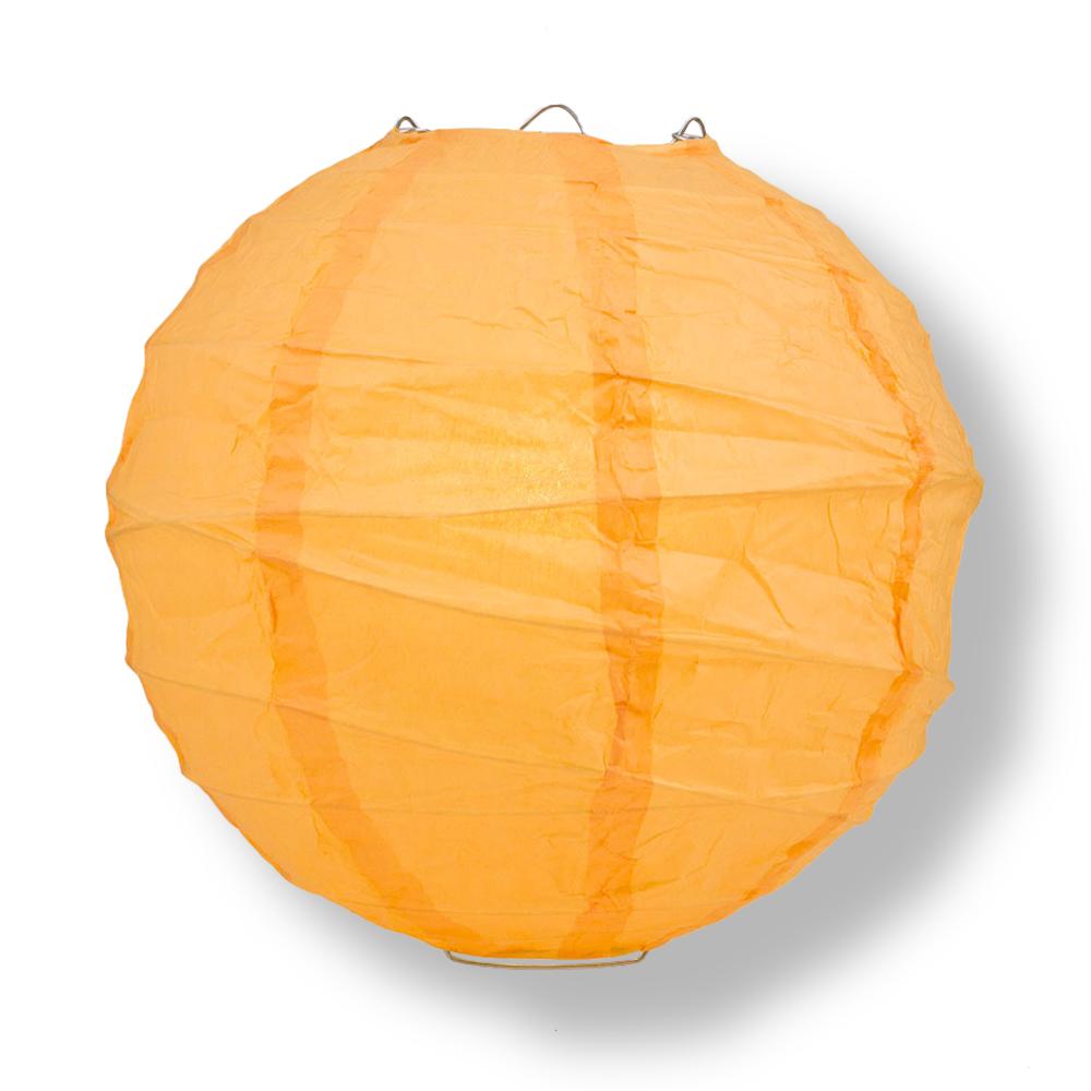 24" Papaya Round Paper Lantern, Crisscross Ribbing, Chinese Hanging Wedding & Party Decoration - PaperLanternStore.com - Paper Lanterns, Decor, Party Lights & More
