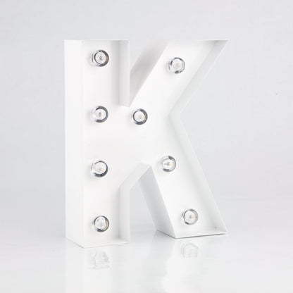 White Marquee Light Letter 'K' LED Metal Sign (8 Inch, Battery Operated w/ Timer) - PaperLanternStore.com - Paper Lanterns, Decor, Party Lights & More