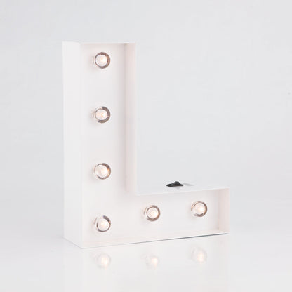 White Marquee Light Letter 'L' LED Metal Sign (8 Inch, Battery Operated w/ Timer) - PaperLanternStore.com - Paper Lanterns, Decor, Party Lights & More