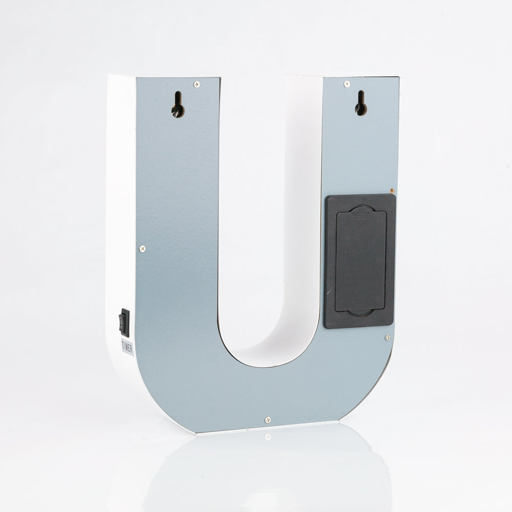 White Marquee Light Letter 'U' LED Metal Sign (8 Inch, Battery Operated w/ Timer) - PaperLanternStore.com - Paper Lanterns, Decor, Party Lights & More