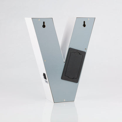 White Marquee Light Letter 'V' LED Metal Sign (8 Inch, Battery Operated w/ Timer) - PaperLanternStore.com - Paper Lanterns, Decor, Party Lights & More