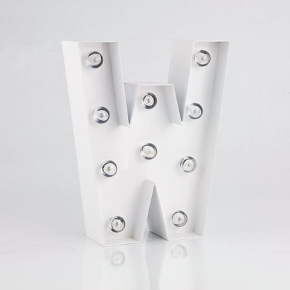 White Marquee Light Letter 'W' LED Metal Sign (8 Inch, Battery Operated w/ Timer) - PaperLanternStore.com - Paper Lanterns, Decor, Party Lights & More
