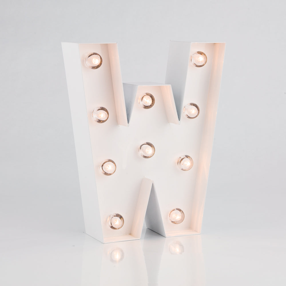 White Marquee Light Letter 'W' LED Metal Sign (8 Inch, Battery Operated w/ Timer) - PaperLanternStore.com - Paper Lanterns, Decor, Party Lights & More