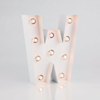White Marquee Light Letter 'W' LED Metal Sign (8 Inch, Battery Operated w/ Timer) - PaperLanternStore.com - Paper Lanterns, Decor, Party Lights & More