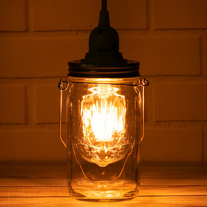 Fantado Mason Jar Pendant Light Kit, Wide Mouth, Clear Cord, 15FT - PaperLanternStore.com - Paper Lanterns, Decor, Party Lights & More