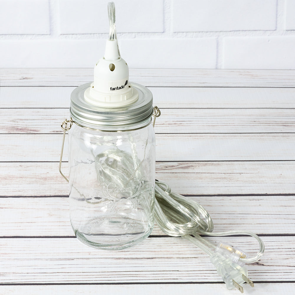Fantado Mason Jar Pendant Light Kit, Wide Mouth, Clear Cord, 15FT - PaperLanternStore.com - Paper Lanterns, Decor, Party Lights & More