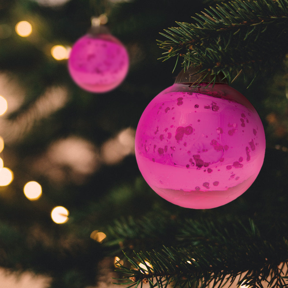 2" Fuchsia Ava Mercury Glass Ball Ornament Christmas Holiday Decoration - PaperLanternStore.com - Paper Lanterns, Decor, Party Lights & More
