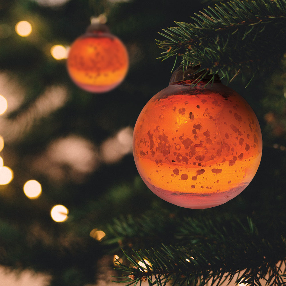 2" Orange Ava Mercury Glass Ball Ornament Christmas Holiday Decoration - PaperLanternStore.com - Paper Lanterns, Decor, Party Lights & More