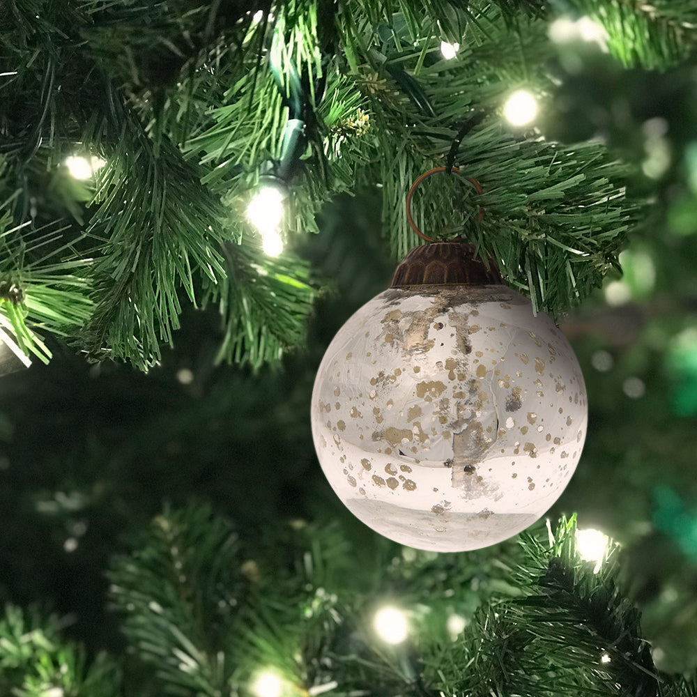 2" Silver Ava Mercury Glass Ball Ornament Christmas Holiday Decoration - PaperLanternStore.com - Paper Lanterns, Decor, Party Lights & More