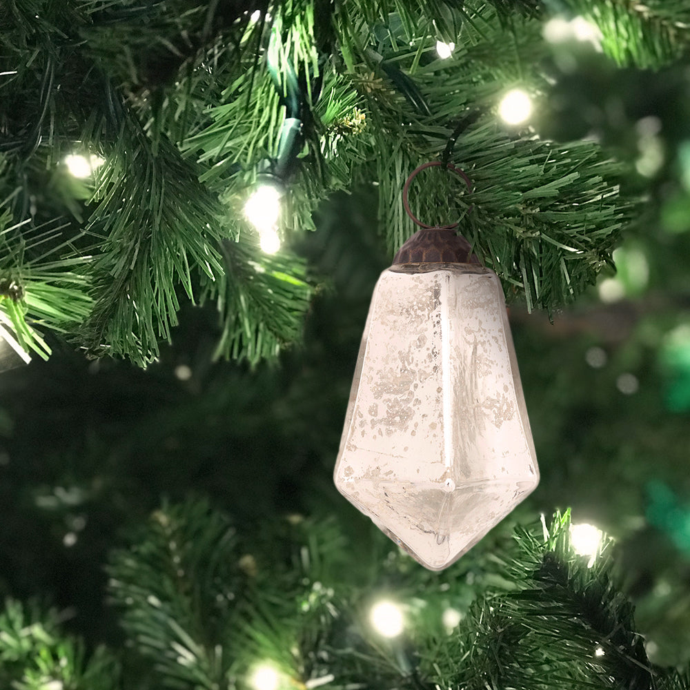 2.25" Silver Kayla Mercury Glass Teardrop Ornament Christmas Tree Decoration - PaperLanternStore.com - Paper Lanterns, Decor, Party Lights & More