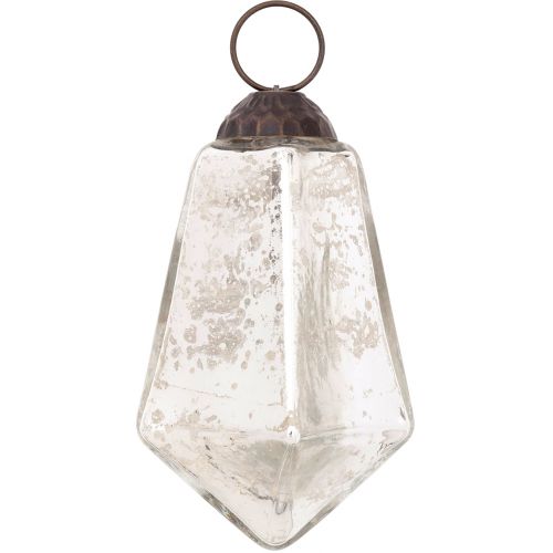 3-PACK | 3" Silver Kayla Mercury Glass Teardrop Ornament Christmas Tree Decoration