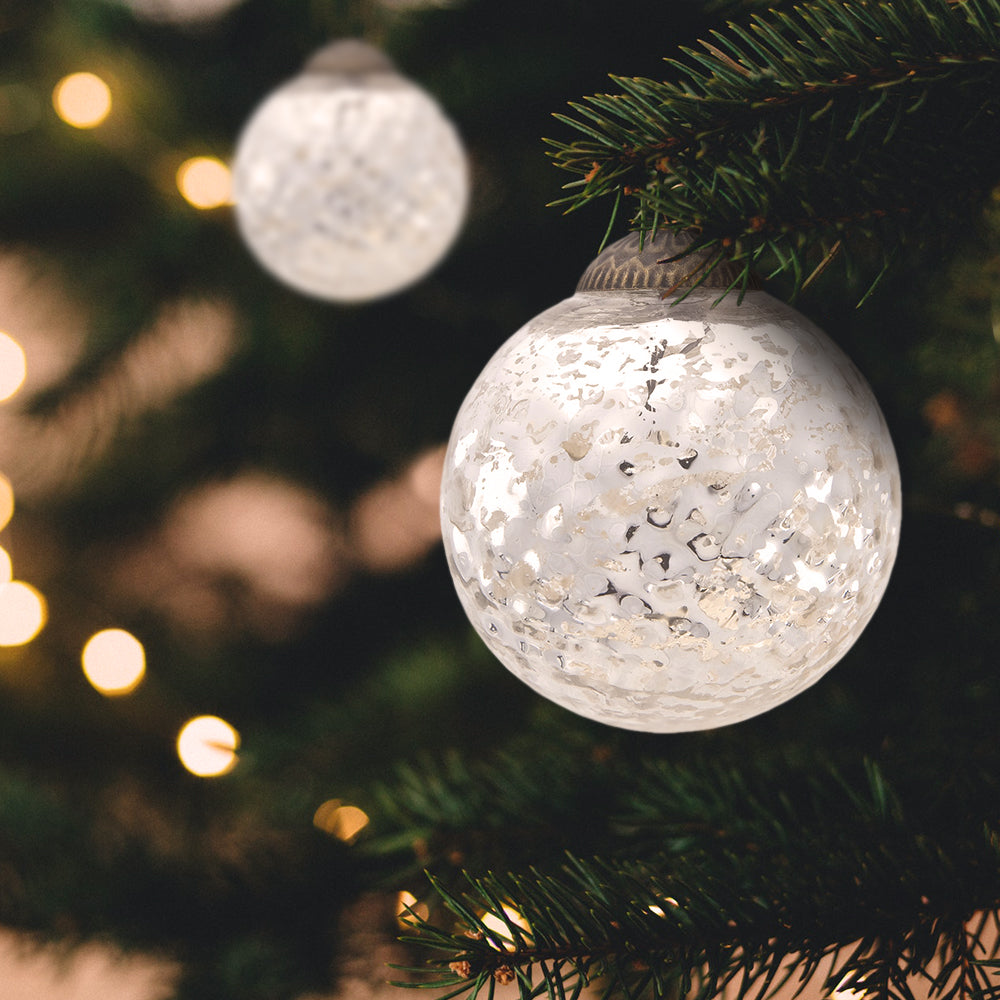 3" Silver Joy Mercury Disco Ball Glass Ornament Christmas Tree Decoration - PaperLanternStore.com - Paper Lanterns, Decor, Party Lights & More