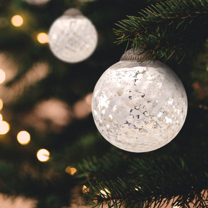 3" Silver Joy Mercury Disco Ball Glass Ornament Christmas Tree Decoration - PaperLanternStore.com - Paper Lanterns, Decor, Party Lights & More