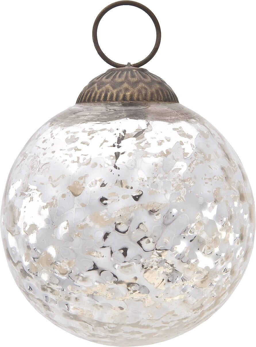 3-PACK | 3" Silver Joy Mercury Disco Ball Glass Ornament Christmas Tree Decoration