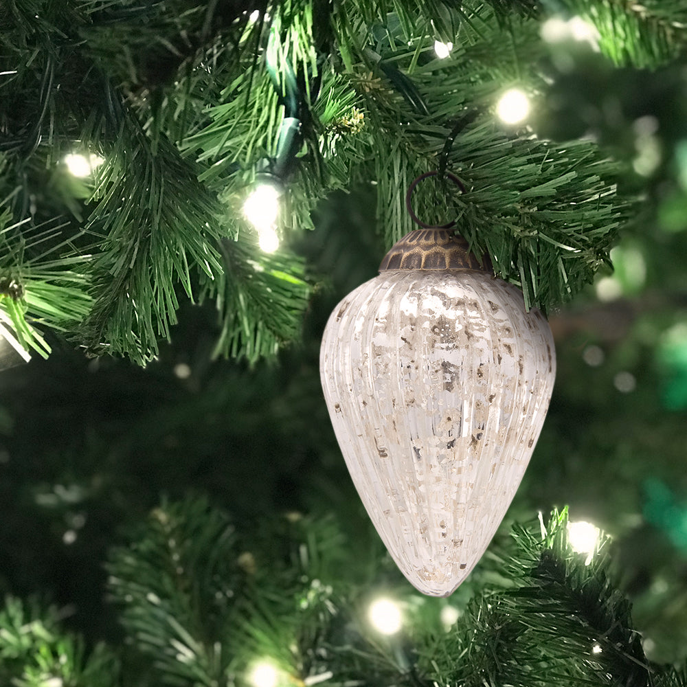 2.25" Silver Laura Mercury Glass Lined Pine Cone Ornament Christmas Decoration - PaperLanternStore.com - Paper Lanterns, Decor, Party Lights & More